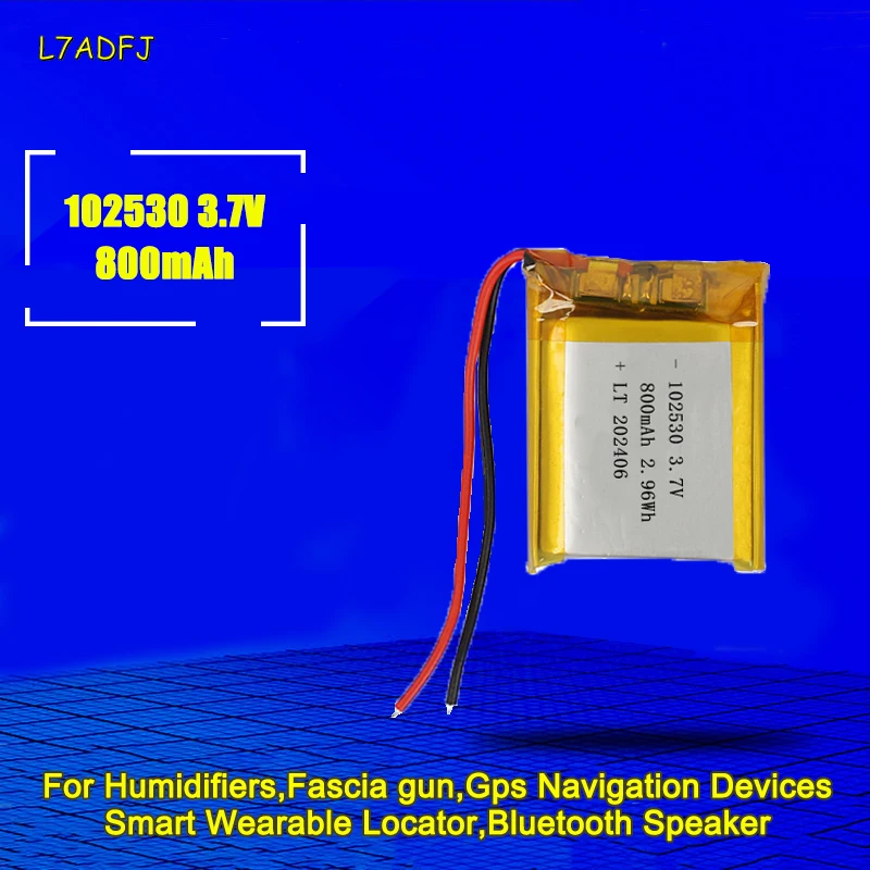 102530 Lipo Batteries 800mAh 3.7V Polymer Lithium Battery For Fascia Gun Gps Navigation Devices Smart Wearable Locator Radio