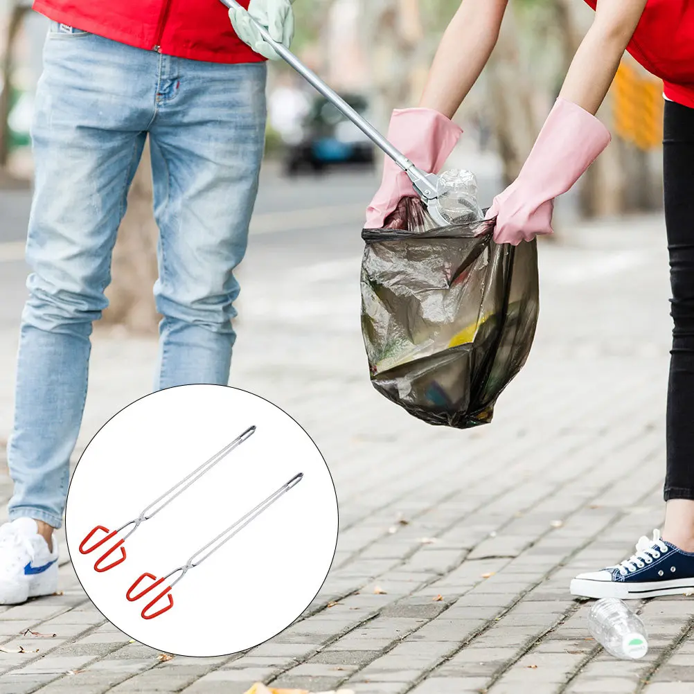

2 шт. Захваты для мусора из нержавеющей стали, сверхпрочные, с эргономичной ручкой, удлиненные, для улицы и дома
