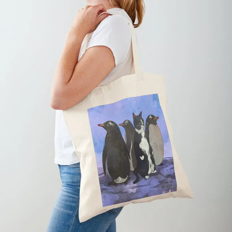 

Blend in Penguins: daily cat drawing day 51 Tote Bag cute tote bag shopping bag logo tote woman