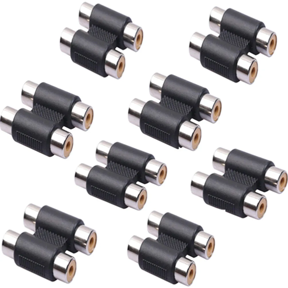 8PCS 2RCA Female To Female Straight Audio Adapter Dual Lotus Female RCA AV Coupler Plug for Amplifier Speaker Home Theater
