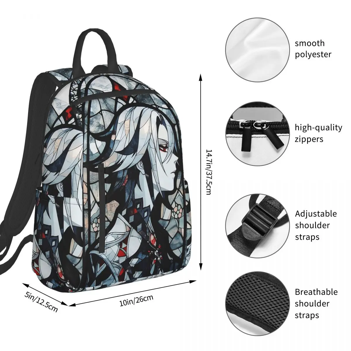 Genshin Impact Arlecchino Anime Backpack Student BookBag Kids School Bag Computer Shoulder Bags Men Women