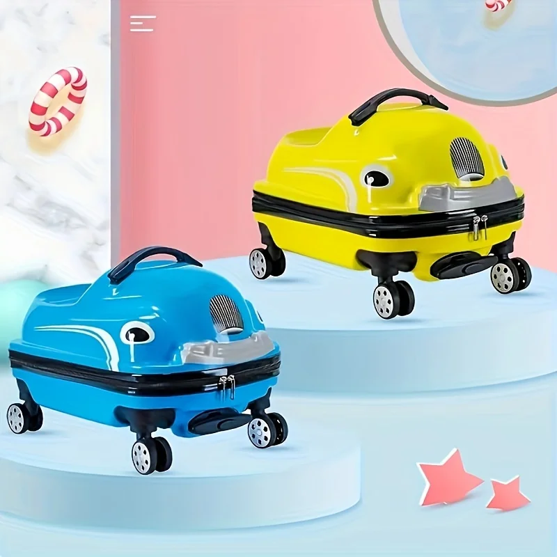Детский чемодан с 20-дюймовым автомобилем и вращающимися колесами, вместимость 88,18 фунтов, корпус ПК из АБС-пластика, железная ручка, застежка-молния