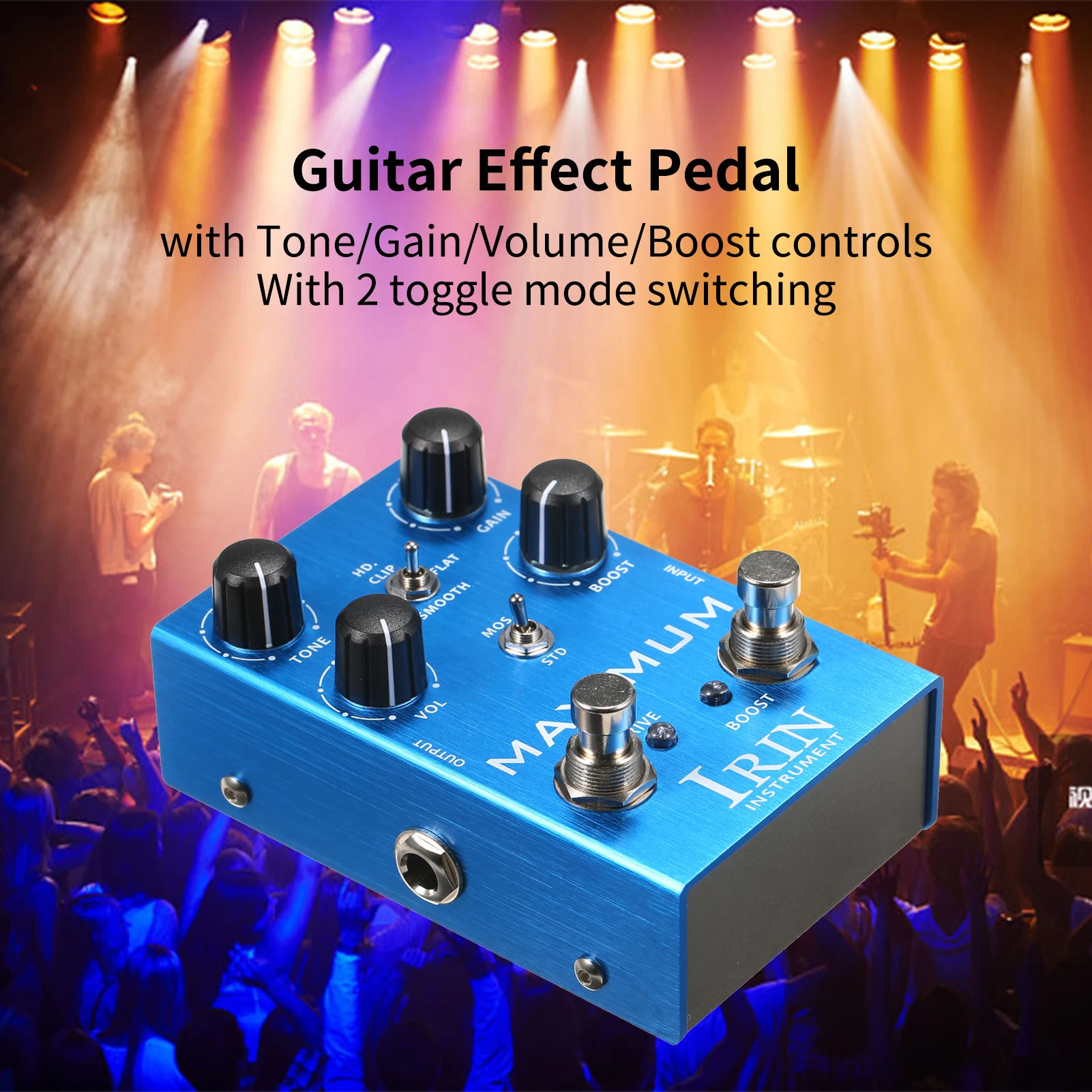 IRIN Pedal de efecto de guitarra Overdrive, 2 modos de palanca, controles de tono/ganancia/volumen/impulso para guitarra eléctrica-máximo