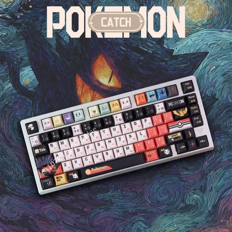 anime-pokemon-pikachu-keycap-140keys-set-pbt-sublimation-mechanical-keyboard-customize-front-engraved-opaque-key-festival-gifts