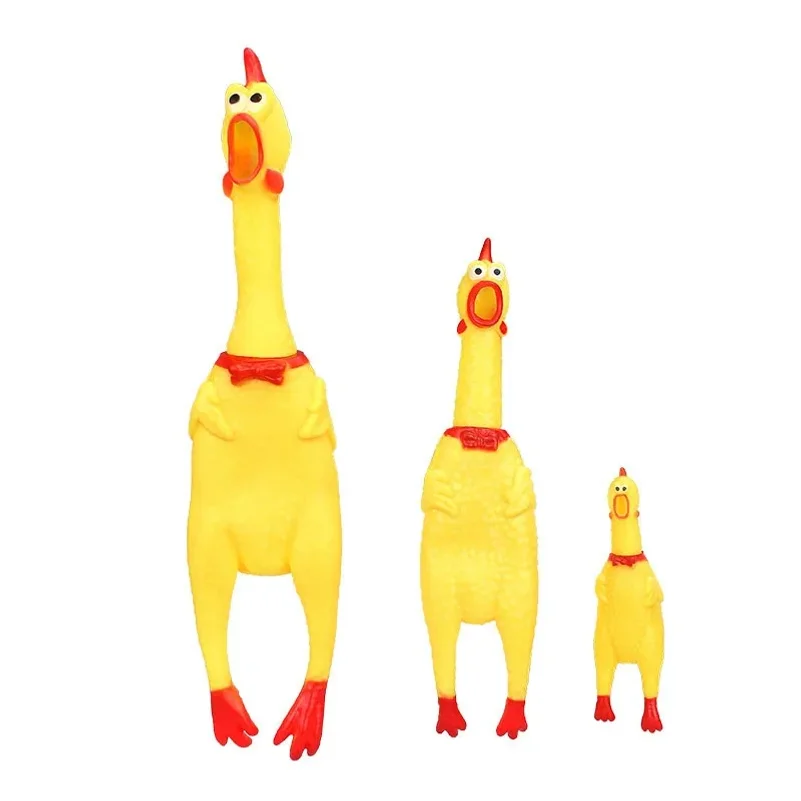 Squeaky Screaming Chicken Pet Toy Funny Molar Chew Rubber Toy Small Large DogPet Squeaker Chew Toys Funny Chicken Puppy view 5