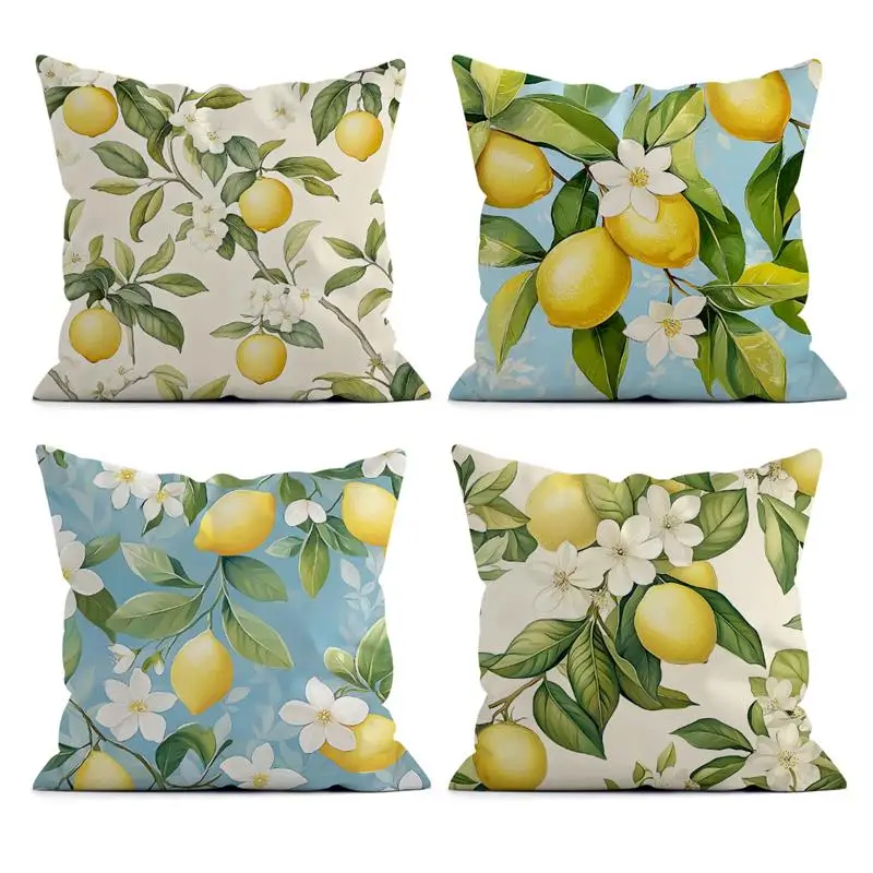 Summer Lemon Pattern Decorative Cushions Pillowcase Polyester Cushion Cover Throw Pillow Sofa Decoration Pillowcover Home Decor