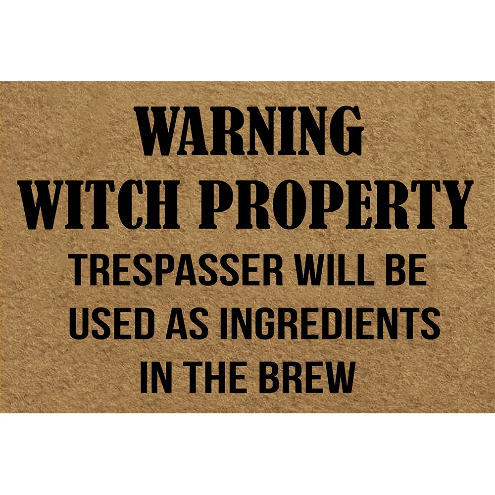 

Warning Witch Property Trespassers Will Be Hexed Doormat Welcome Mat Funny Hex Pagan Spell Witch Halloween Decor Gift