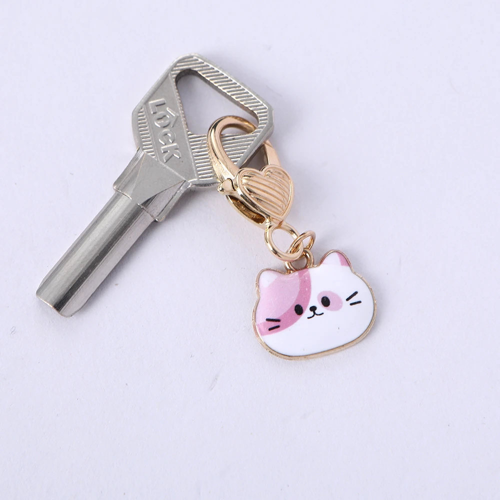 Cute Cartoon Cat Keychain Metal Enamel Kitten Keyring for Women Trendy Headphone Case Pendant Backpack Charms Bestie Gifts