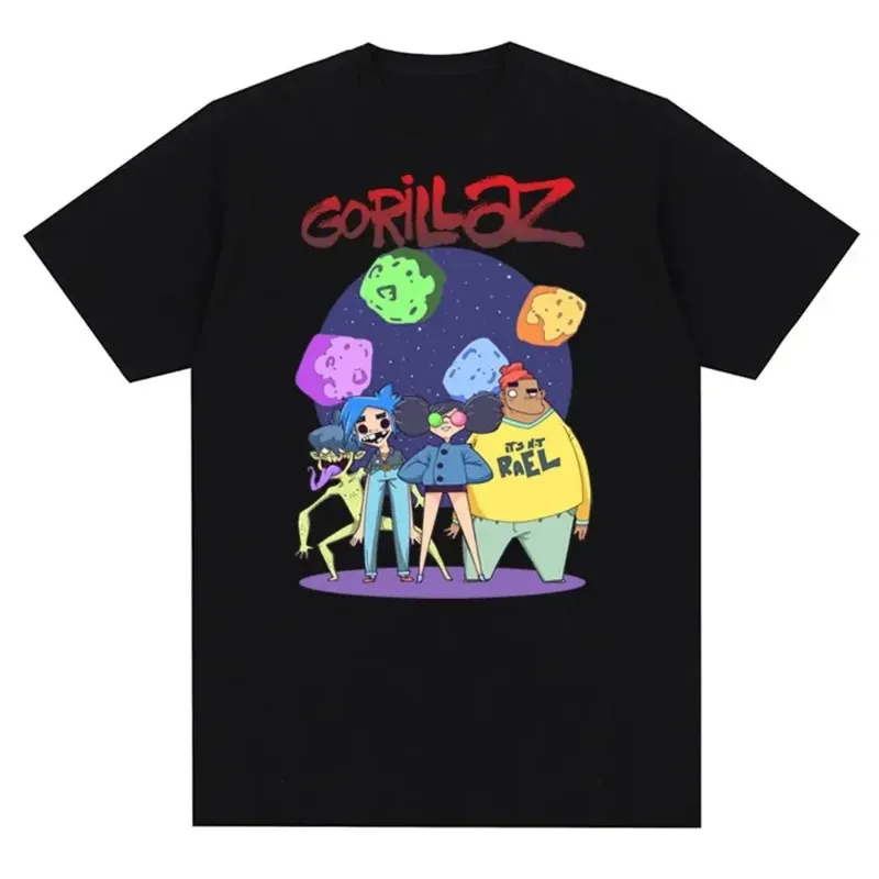 Music Band Gorillazs Punk Rock Fashion Printed T-shirt 90s Retro Casual Fashion Short Sleeve Plus Size T-Shirt Unisex