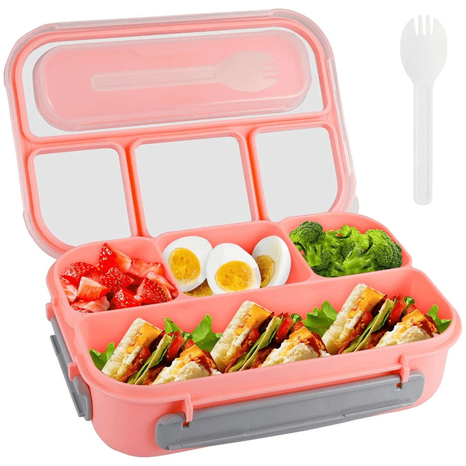 1pc Portable 4-Grid Bento Lunch Box, Geometric Pattern, Durable PP  Bento Box, Ideal For Camping, Picnics & Outdoors