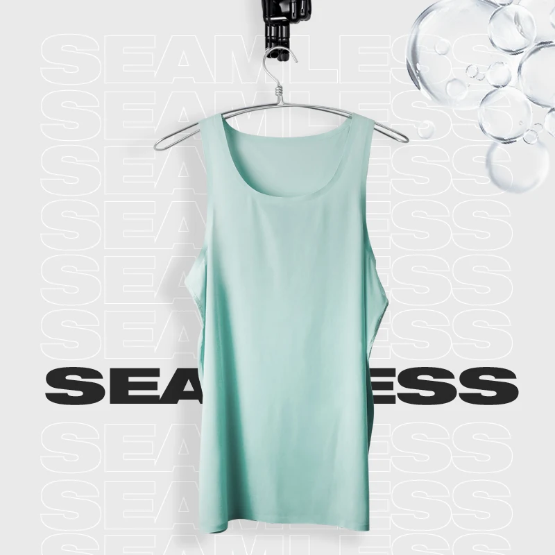 Waistcoat men ice silk seamless wear undershirt men sleeveless underwear pure white sports hurdles summer thin base shirt image 6