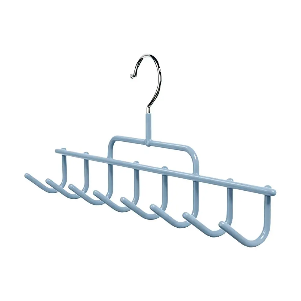 8 Hook Metal Closet Organizer Hanger Non Slip Coated Space Saver Storage Rack for Bras Tank Tops Belts Scarves Purses