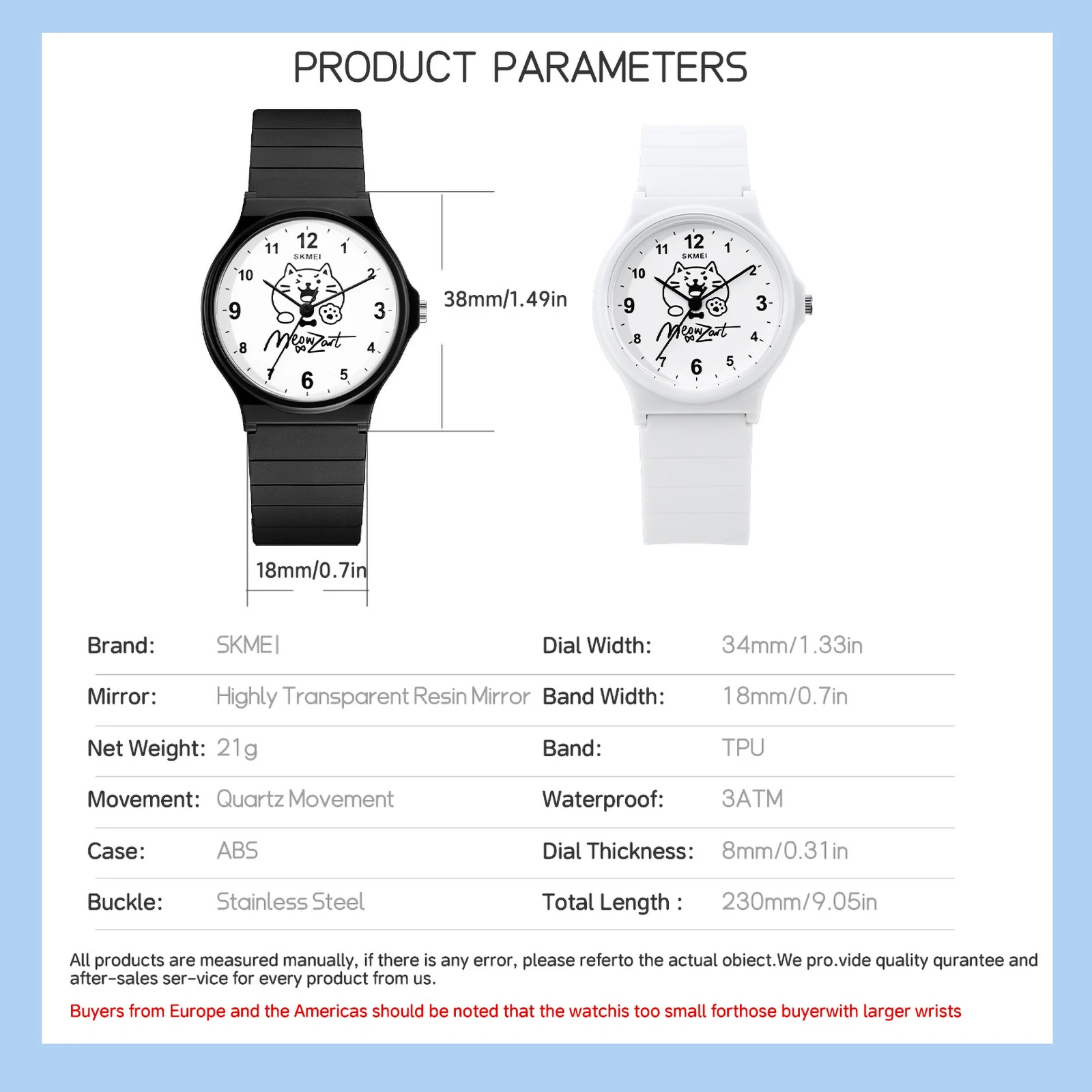 SKMEI 7801 MEOWZART Quartz Wristwatch Student Fashion Simple Watch 30M Waterproof Cute Cat Embroidery Casual Clock Outfit Wear view 5
