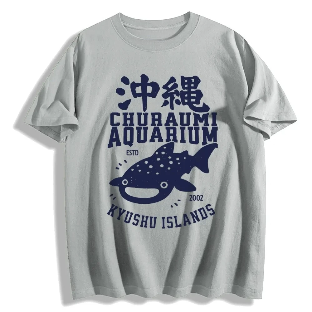Okinawa Beautiful Sea Water Clan Pavilion Kyushu Islands Japanese Style Pure Cotton Round Neck Printed Outdoor Fitness T-shirt
