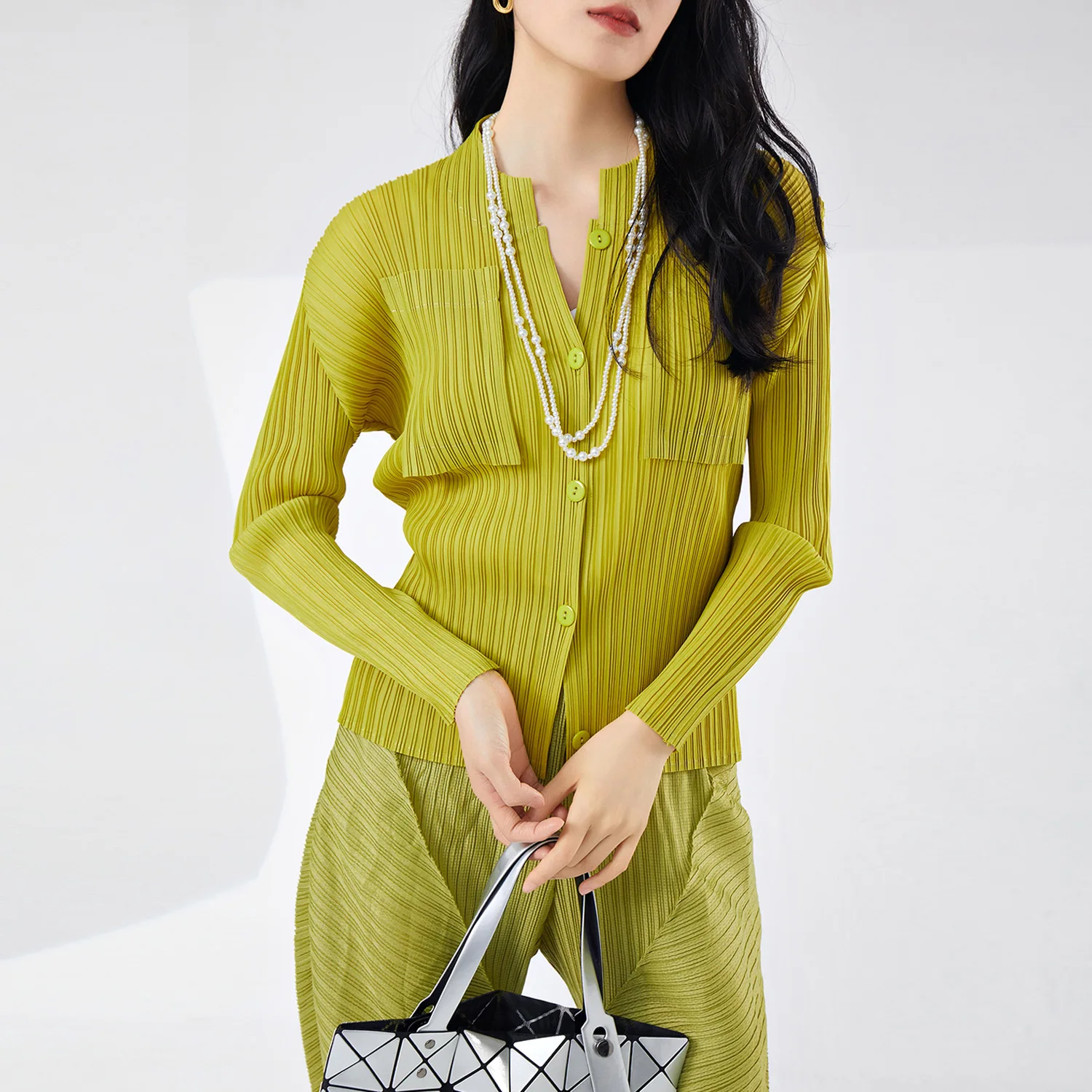 Women's Elegant Pleated T-Shirt Jacket Wholesale Sales High Quality Vintage Style Elastic Printed Loose Casual Top for Ladies