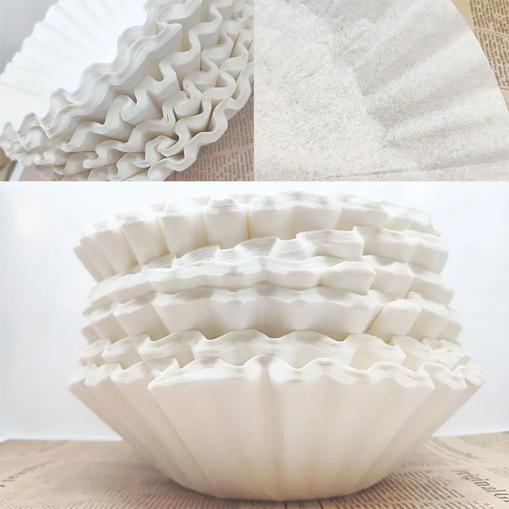 50/100 قطعة سلة مرشحات القهوة استبدال ورق القهوة الأبيض جراب القهوة ورقة مرشحات المتاح لصانعي القهوة 8-12 كوب #4