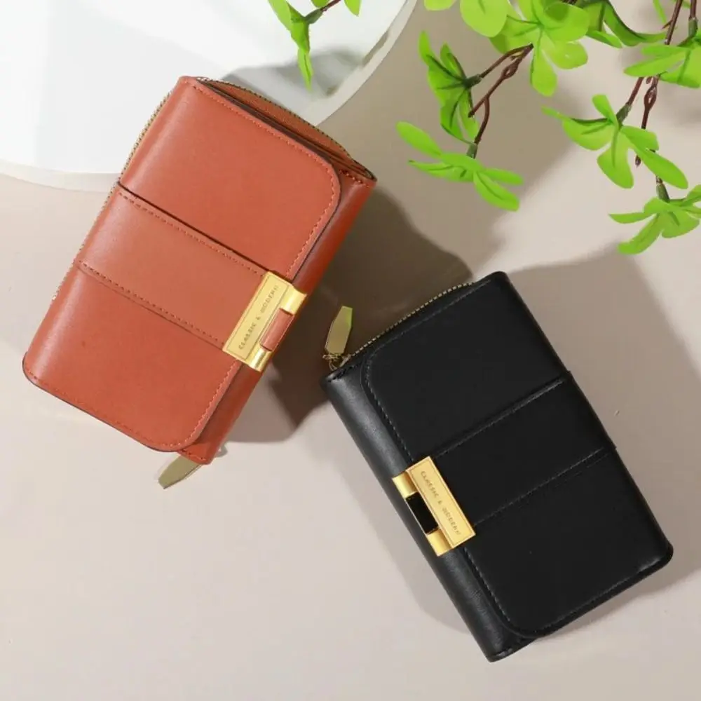 Ретро кошелек из искусственной кожи, короткий кошелек, складной кошелек на молнии, тройной кошелек, многофункциональный, большой емкости, женский держатель для карт, подарок