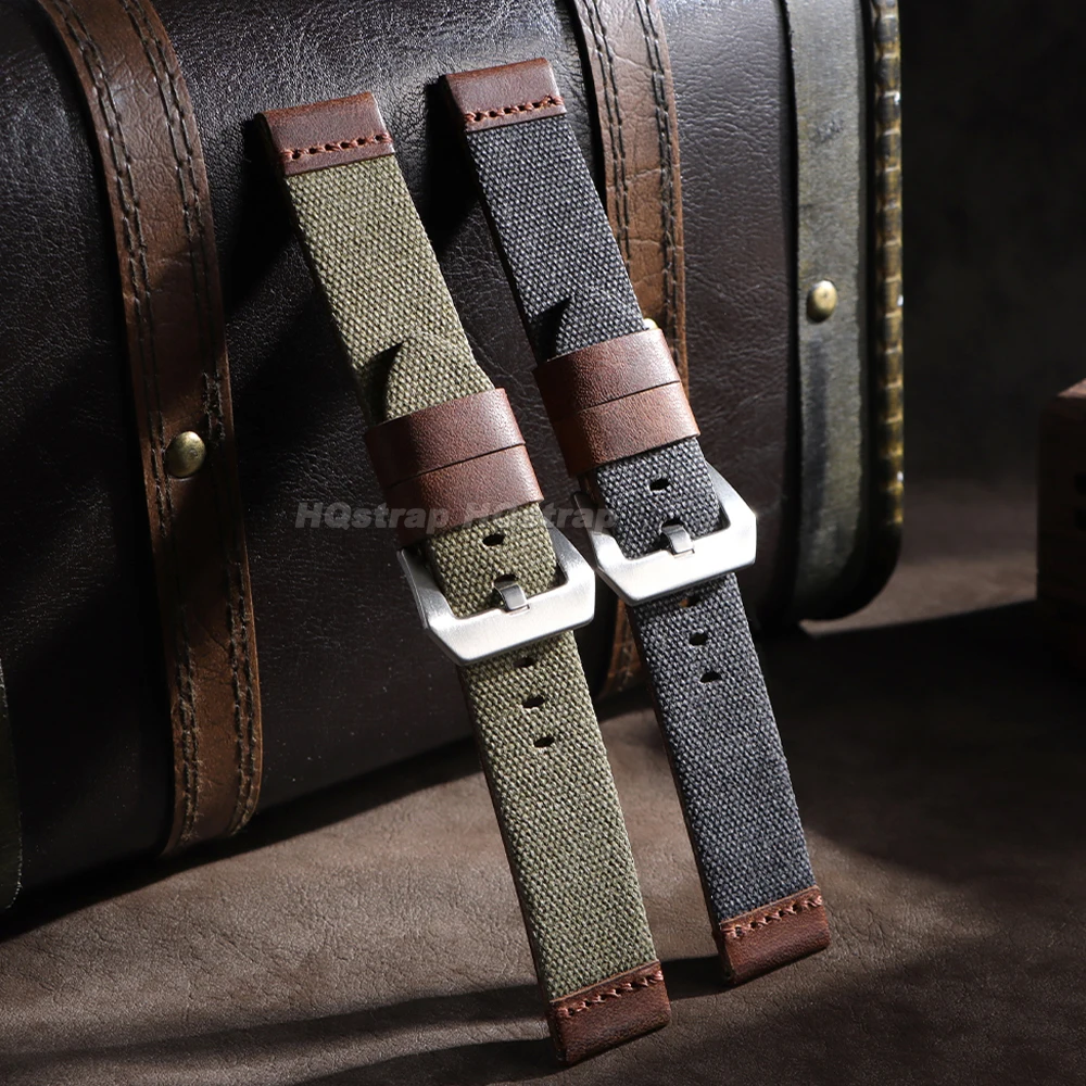 Handmade Nylon Leather Strap 20mm 22mm 24mm for Panerai for Omega Watchband Blue ArmyGreen Military Wristband Men Women Bracelet view 4