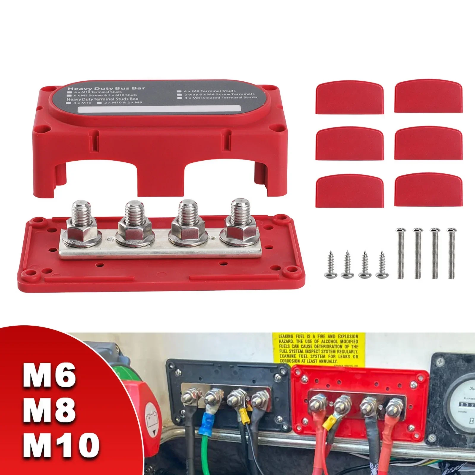 

12-48V DC 300A Heavy Duty Power Distribution Block Module Design Marine Bus Bar Box Board For Truck Car Boat M6 M8 M10