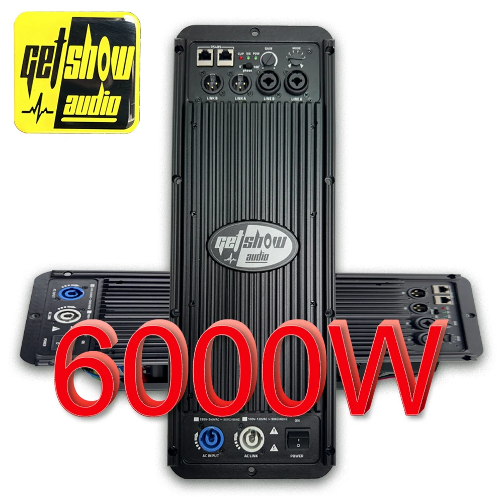 2 Channel GETSHOW 6000W Subwoofer Amplifier Module Professional Speaker Plate Amplifier Class D with DSP Audio Processor