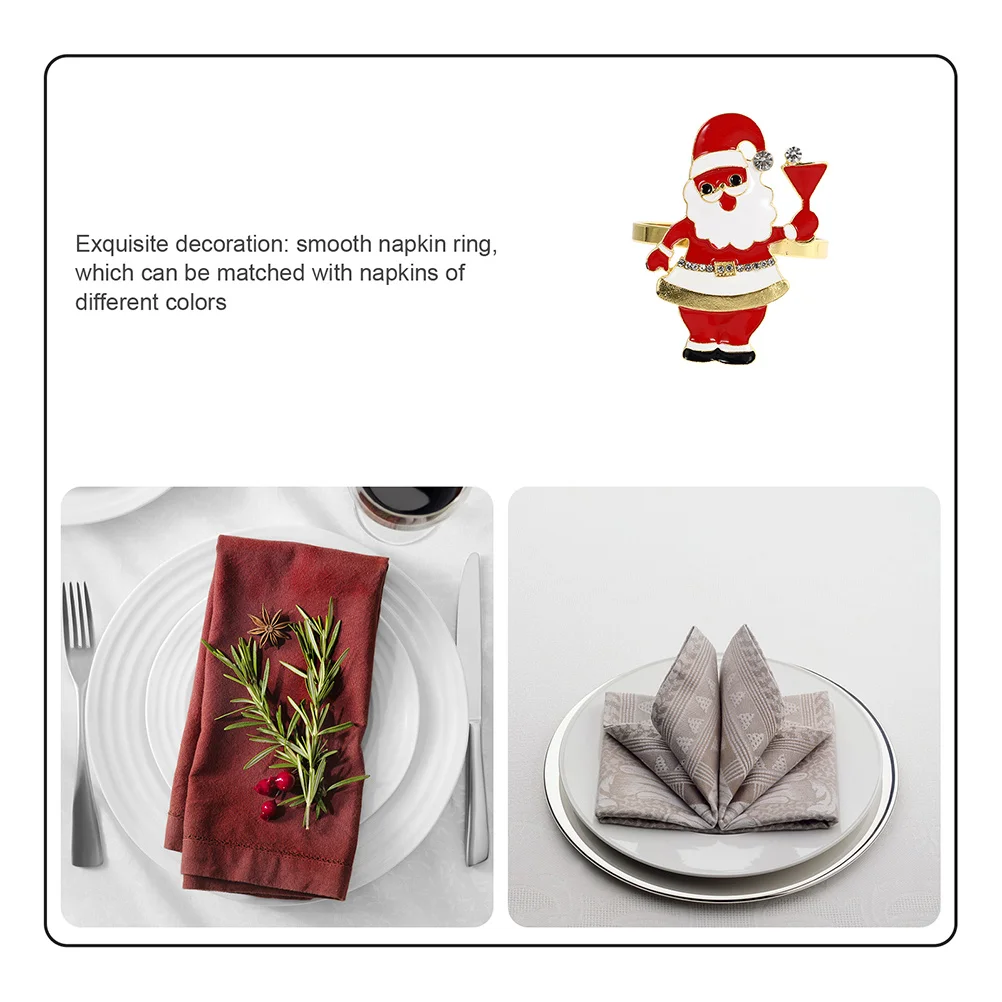 

4Pcs Christmas Napkin Holders Santa Claus Design Table Accessories Red Xmas Home Decors Napkin Buckles Xmas Dining Table Decors