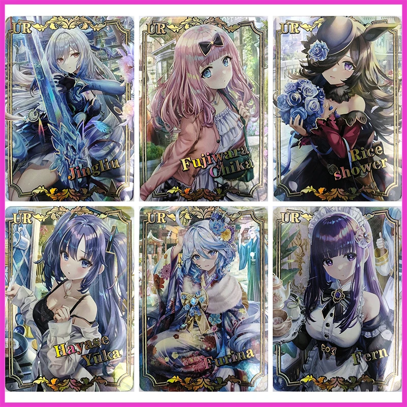 

Anime Goddess Story Rare UR Refraction Foil Jingliu Fujiwara Chika Rice Shower Toys for boys Collectible Cards Birthday Present