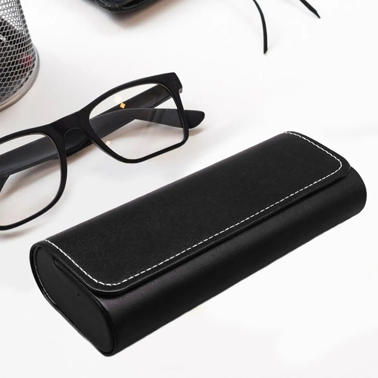 حافظة نظارات من جلد البولي يوريثان، منظم ضد الغبار، صندوق تخزين النظارات الشمسية، حامل نظارات للسفر والمنزل