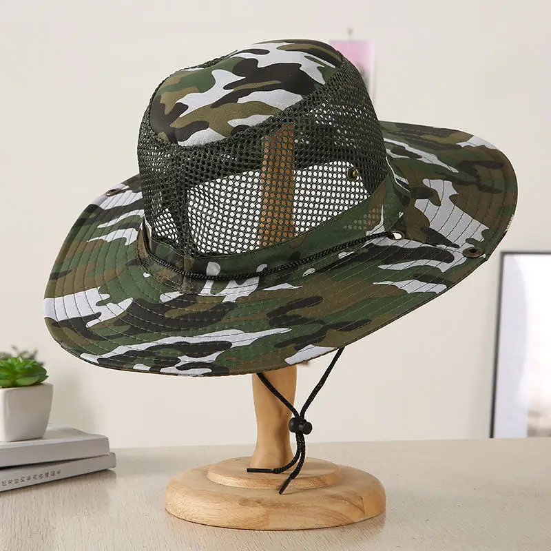 Sun Shade Breathable Bucket Hat Male Summer Fishing Caps Trekking Collapsible Mesh Fisherman Cap Multiple Styles Outdoor Beaches