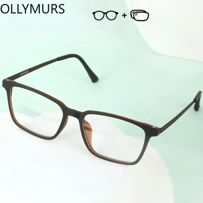 

OLLYMURS Prescription Glasses Men Anti Blue Light Progressive Myopia Reading Optical Eyeglasses Fashion Plastic Titanium Eyewear