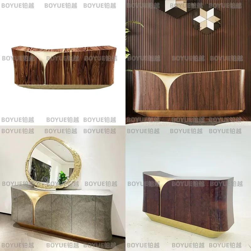 Italian Light Luxury Solid Wood Dining Sideboard Creative High End Wall Mounted Secret Storage Cabinet Villa Living Room
