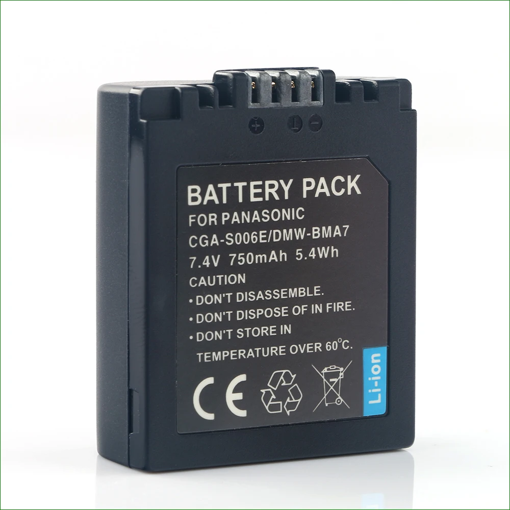 Pour Panasonic CGA-S006E 7.4V 750mAh batterie Compatible avec DMC-FZ7 FZ8 DMC-FZ18 DMC-FZ28 batterie d'appareil photo numérique Rechargeable