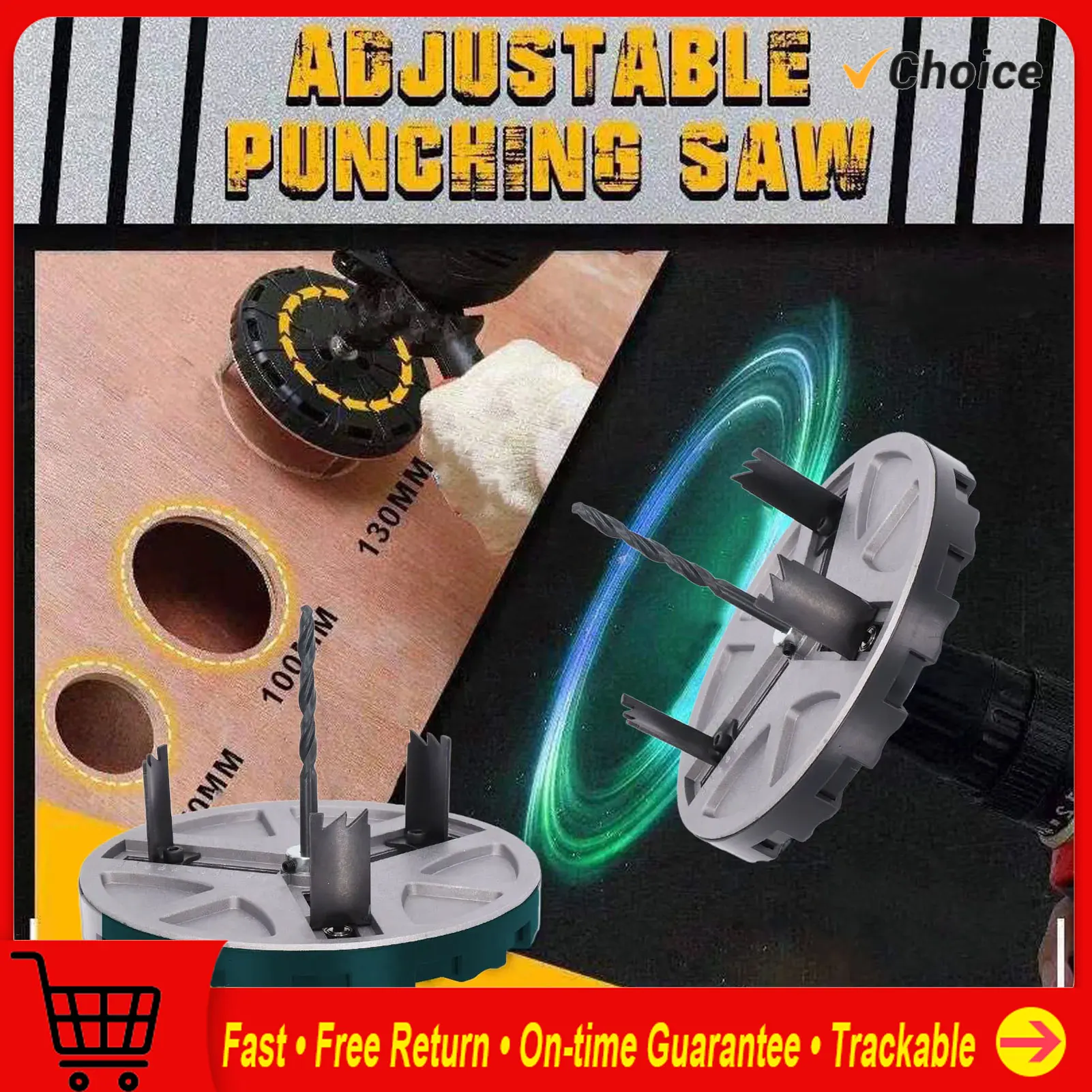 

Adjustable Hole Saw Circular Punch Saw Adjustable Punching Saw Round Hole Opener Tools with Positioning Bit and 3 Tooth Blades