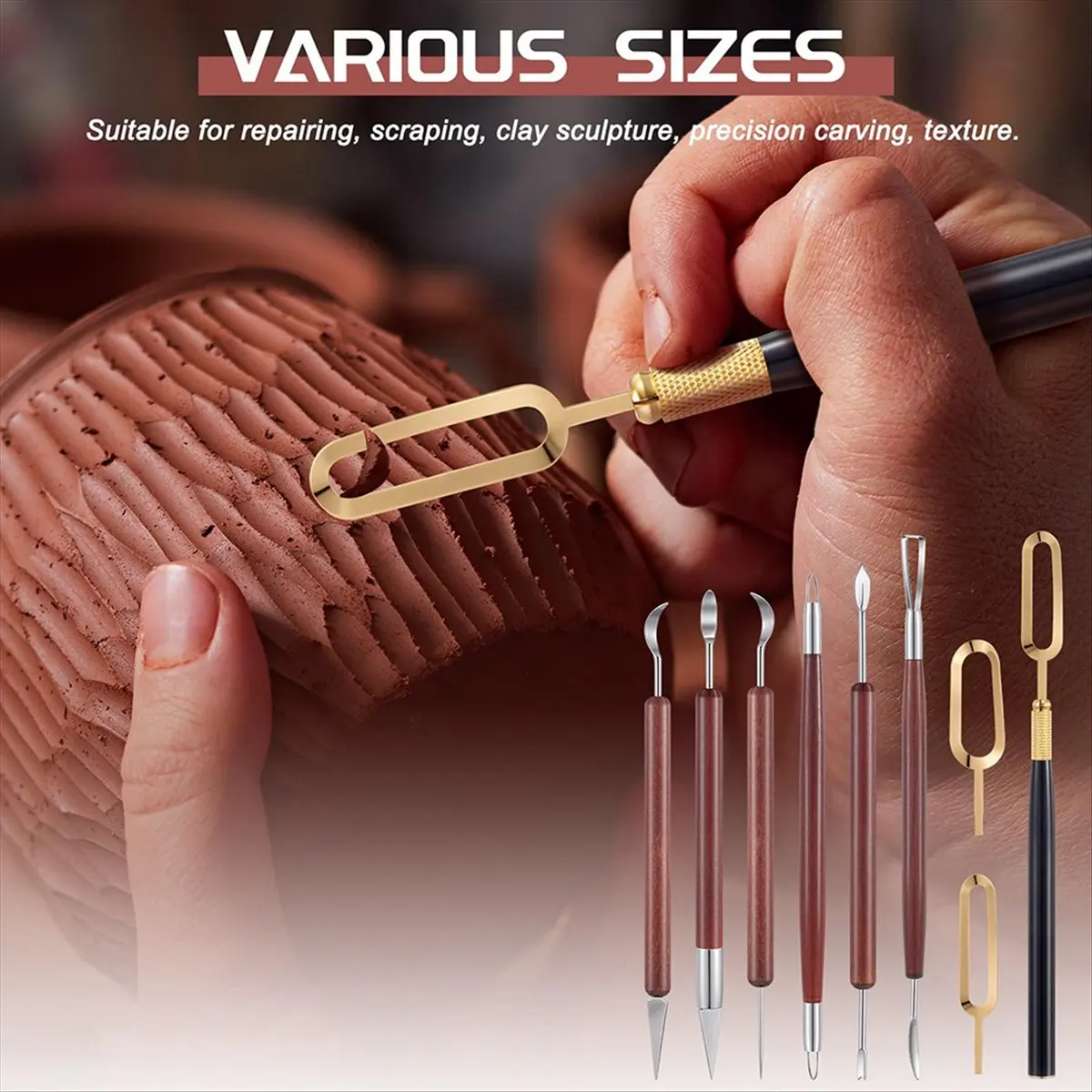 New 7 Pcs Pottery Clay Sculpting Tools Set Dual Ended Stainless Steel Sculpting & Carving Tools with Fluting Blade Set