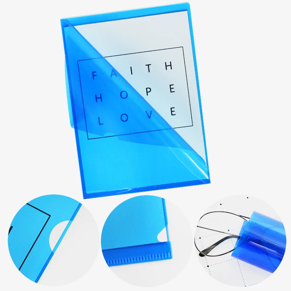 20 Pcs A4 File Folder Transparent Document Expanding Wallet L Shape Folders Plastic Material Office Supplies Storage