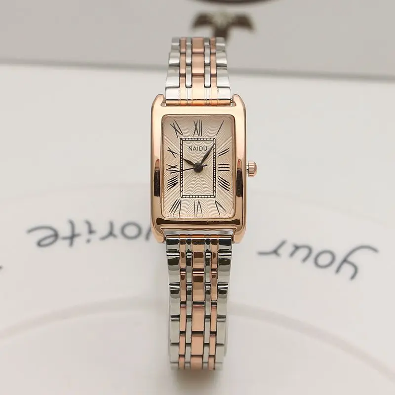 Fashion Watches for Women Rectangular Roman Scale Ladies Steel Strap Watch Thin Strap Quartz Wristwatches Relogio Feminino