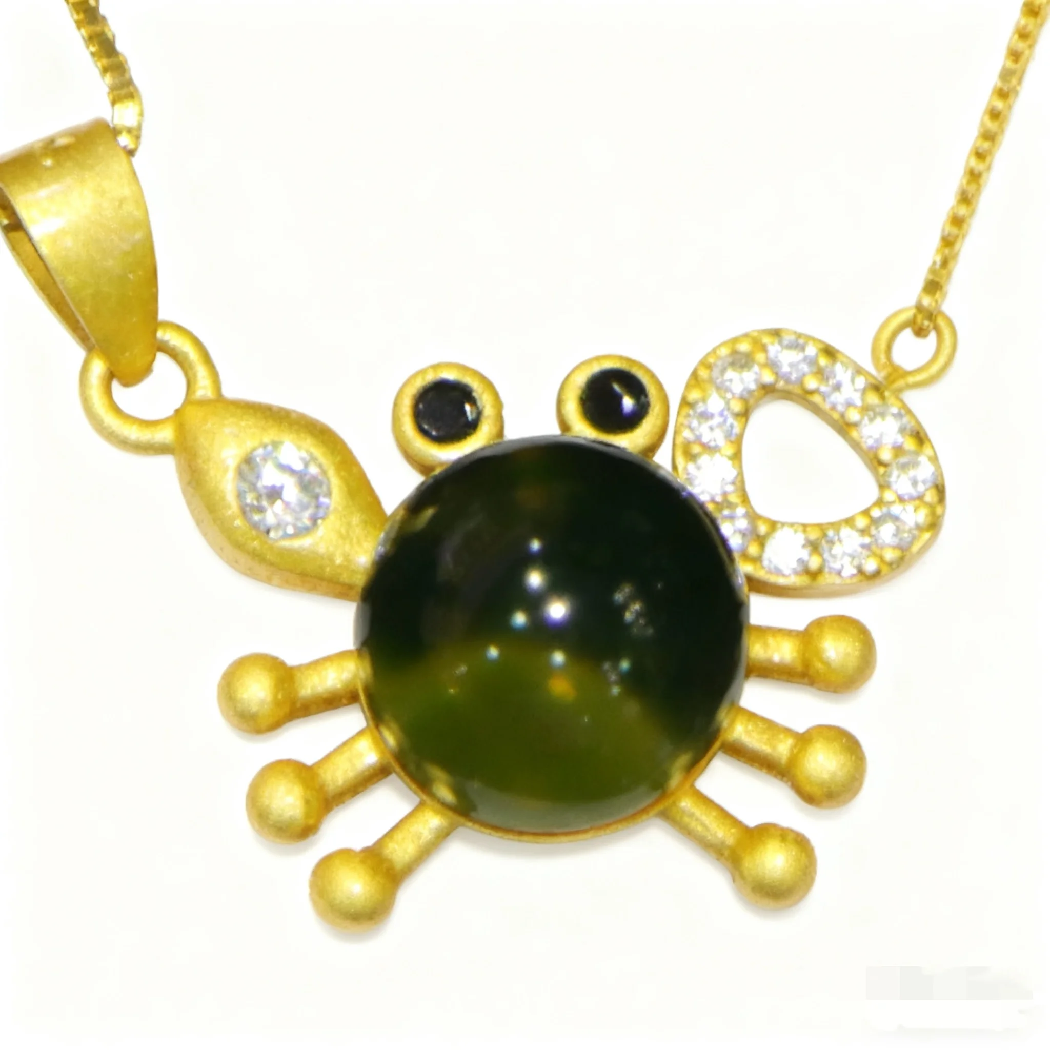 Pure Silver Mexican Blue Amber Pendant 7mm Crab Design Natural Gemstone Jewelry Gift for Women