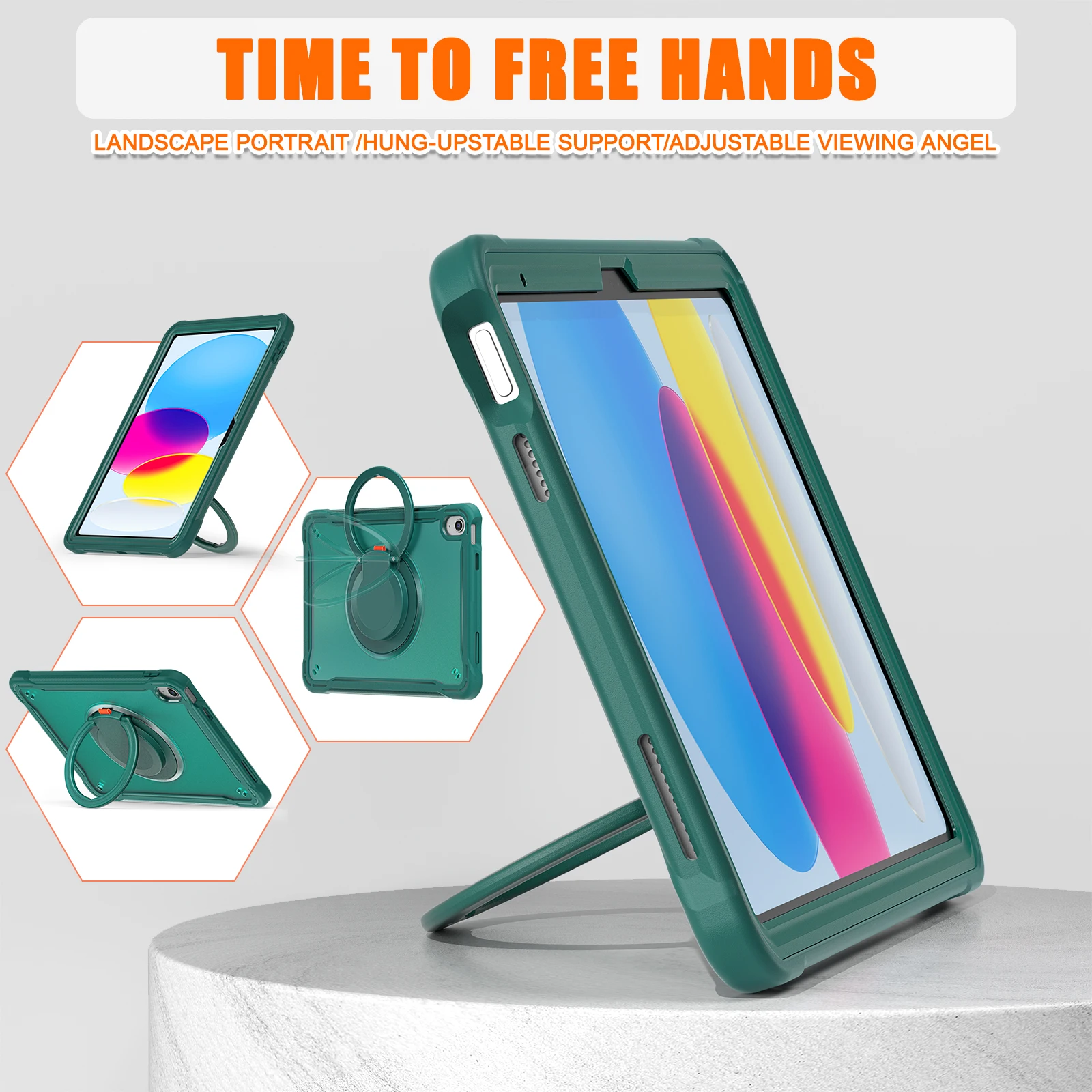 Rotating Stand Handle Grip Case For iPad A16 2025 11th 10.9 2022 10th 10.2 7th 8th 9th Gen Air 2 Pro 9.7 2017 2018 Hybrid Cover