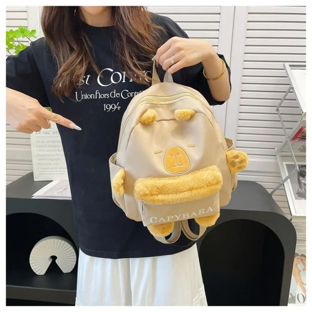 Borsa per porcellino d'India Zaino per capibara Borsa a tracolla per cartoni animati di grande capacità in cotone Borsa per capibara carina Donna Lady Girl