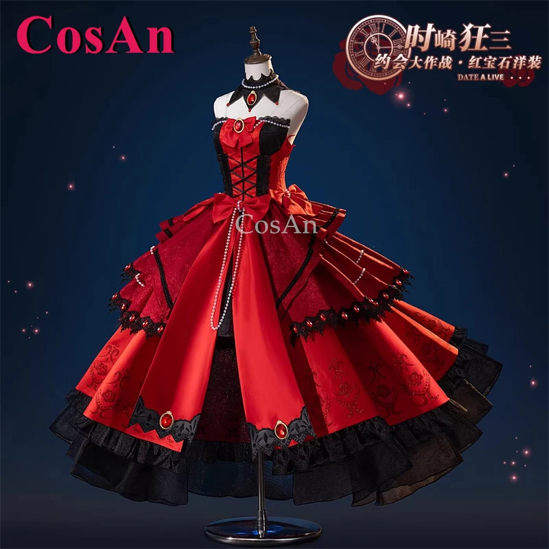 

CosAn Anime Date A Live Tokisaki Kurumi Cosplay Costumes Gorgeous Elegant Ruby Formal Dress Halloween Party Role Play Clothing