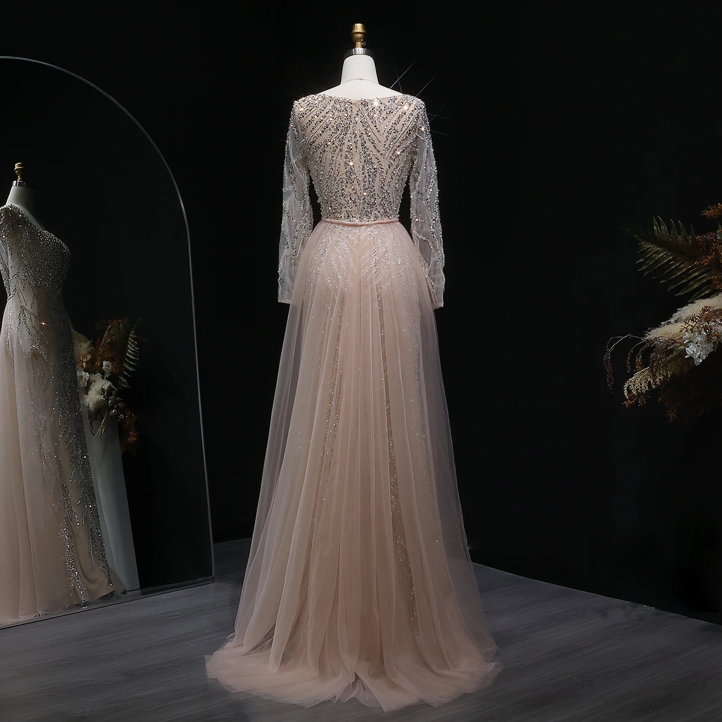 Sharon Said Luxuriöses High-End-Perlenkleid Dubai Saudi-Arabisches Langarm-Meerjungfrauenkleid Formelles Hochzeits- und Ballkleid SS632 Maßanfertigung – Detail 6