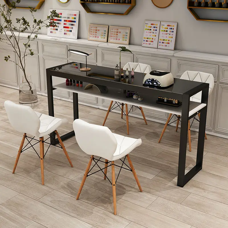 

European Black Nail Table Waterproof Storage Makeup Reception Nail Table Designer Organizer Tavolo Unghie Home Accessories
