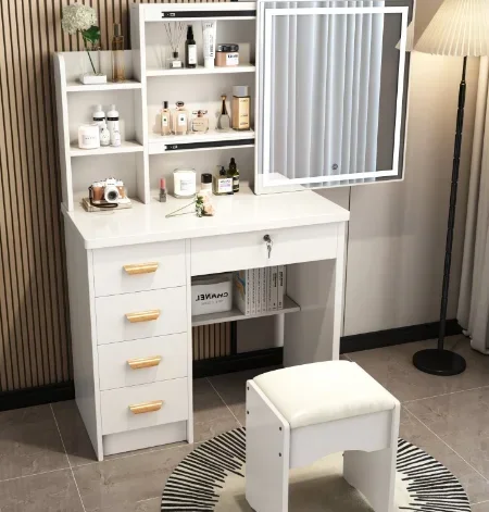 

Раздвижное туалетное зеркало, туалетный столик для макияжа с зарядной станцией, туалетный столик для туалетного столика