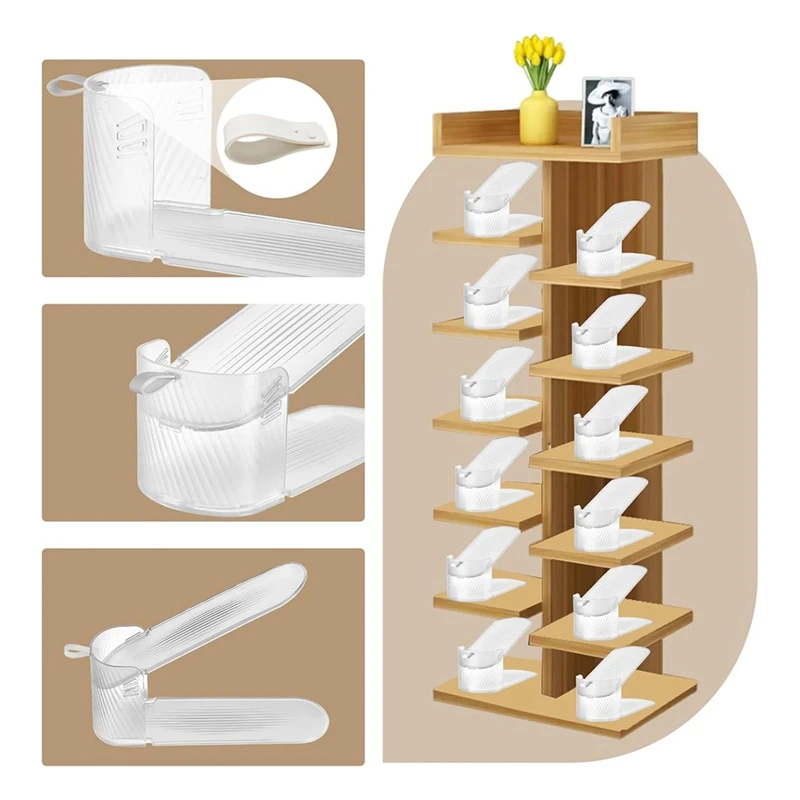 ABWR-12Pack ช่องใส่รองเท้าสําหรับตู้เสื้อผ้า, ปรับชั้นวางรองเท้าผู้ถือรองเท้า Space Savers ชั้นวางรองเท้าสําหรับตู้เสื้อผ้าหอพัก