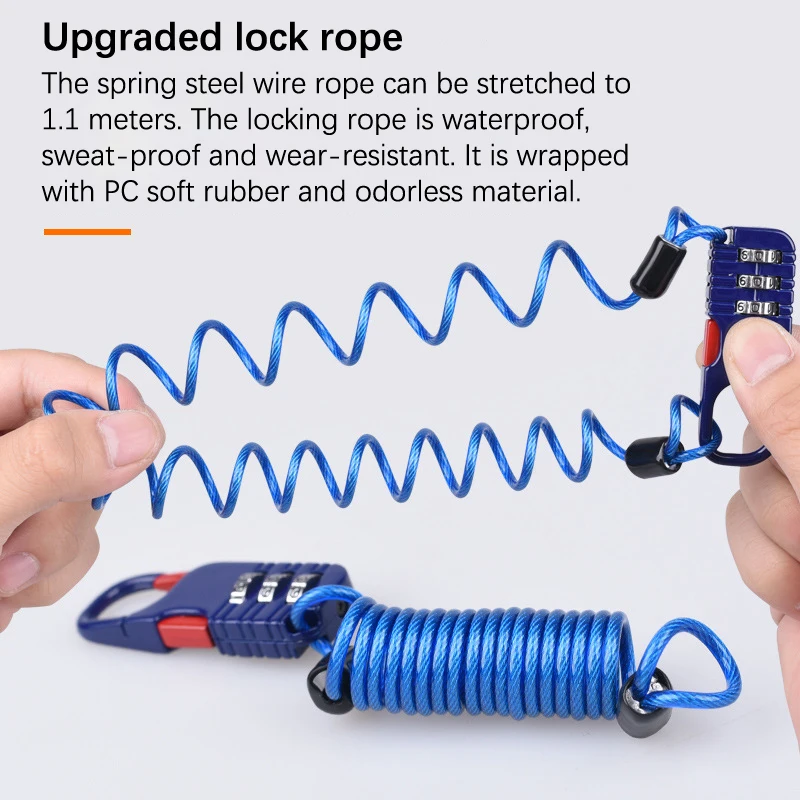 1개입 가방용 3자리 비밀번호 조합 안전 케이블 와이어 로프 헬멧 잠금장치 여행가방용 안전 로프 잠금장치