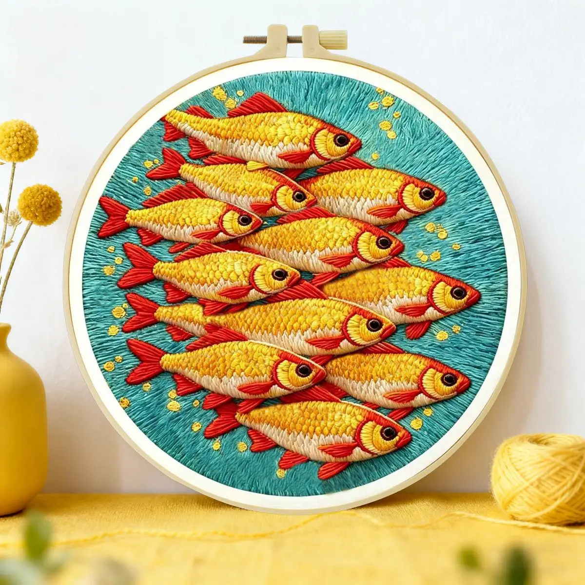 1 Stück 20X20CM/15X15CM 7,87/6,3 Zoll Goldfisch-Stickerei-Starter-Kit DIY-Kit DIY-Stickerei-Set Handarbeiten Malerei – Detail 3