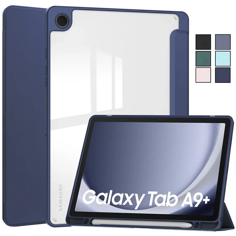 

For Samsung Tab A9 Plus 11" Smart Case with Pen Holder Acrylic Hard Cover For Galaxy Tab A9+ SM-X210 X215 X216B Magnetic Funda