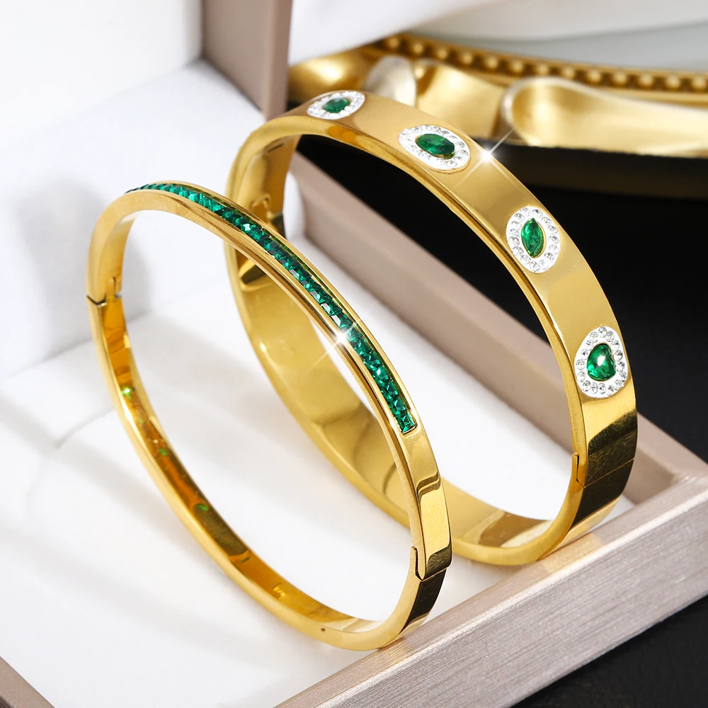 

2PCS/Set Fashion Stainless Steel Women's Cuff Bracelets , Waterproof Jewelry