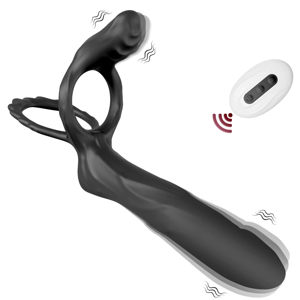 Strap On Penis Butt Plug Anal Dildo Sex Toys with Vibrating Cock Ring,Penis Sleeve Male Remote Control Vibrators Couple Sex Toys