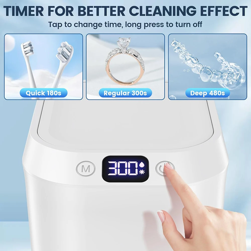 KUNPHY Ultrasonic Cleaning Machine Special Braces Cleaning Household Jewelry Cleaning Machine 46kHz Rechargeable Cleaner 220ML