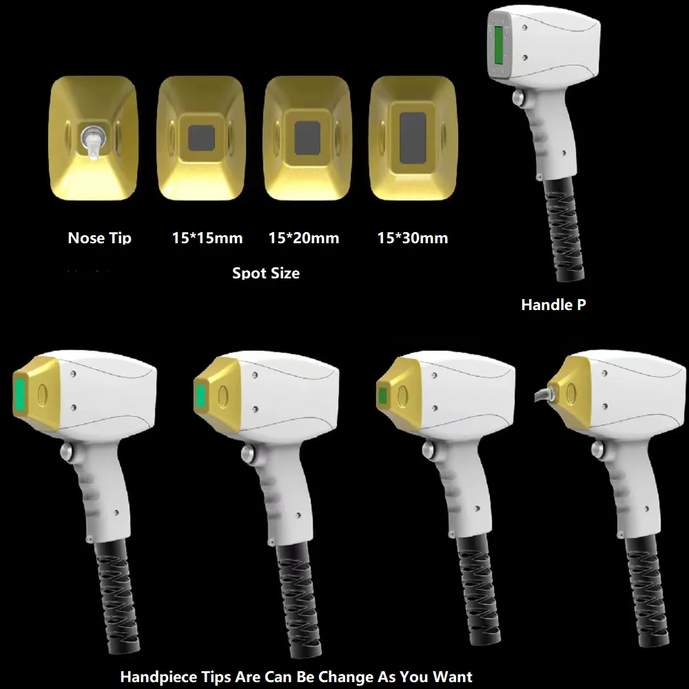 Multi Tips Optional Diode Laser Handpiece Handle for Hair Removal and Diode Power Supply or Display Screen